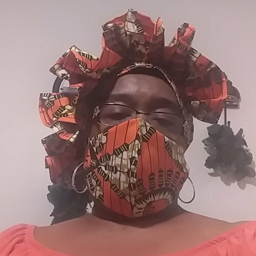 🔥Sale🔥African ruffle Auto Gele w/ Matching Mask